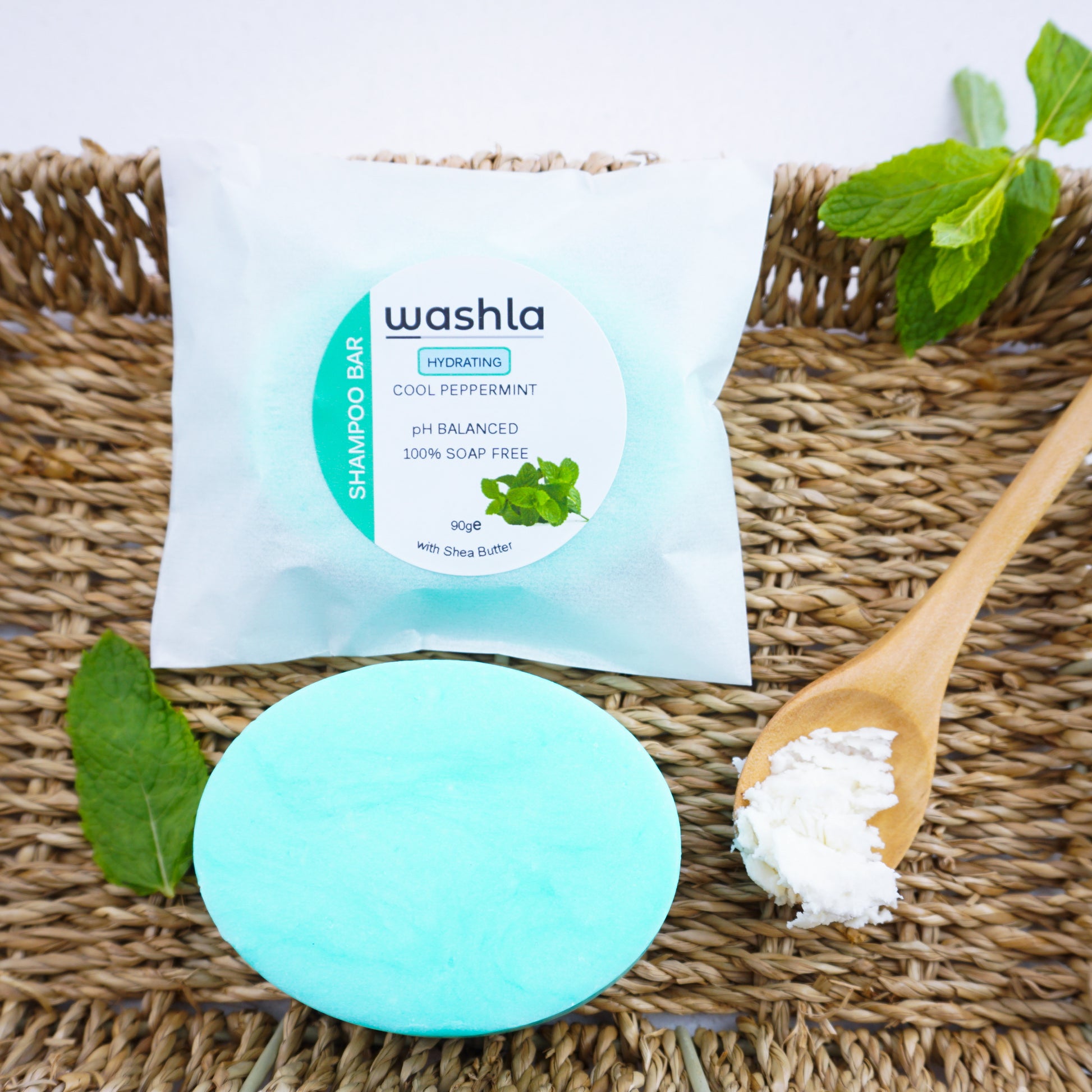 peppermint hydrating shampoo bar with shea butter