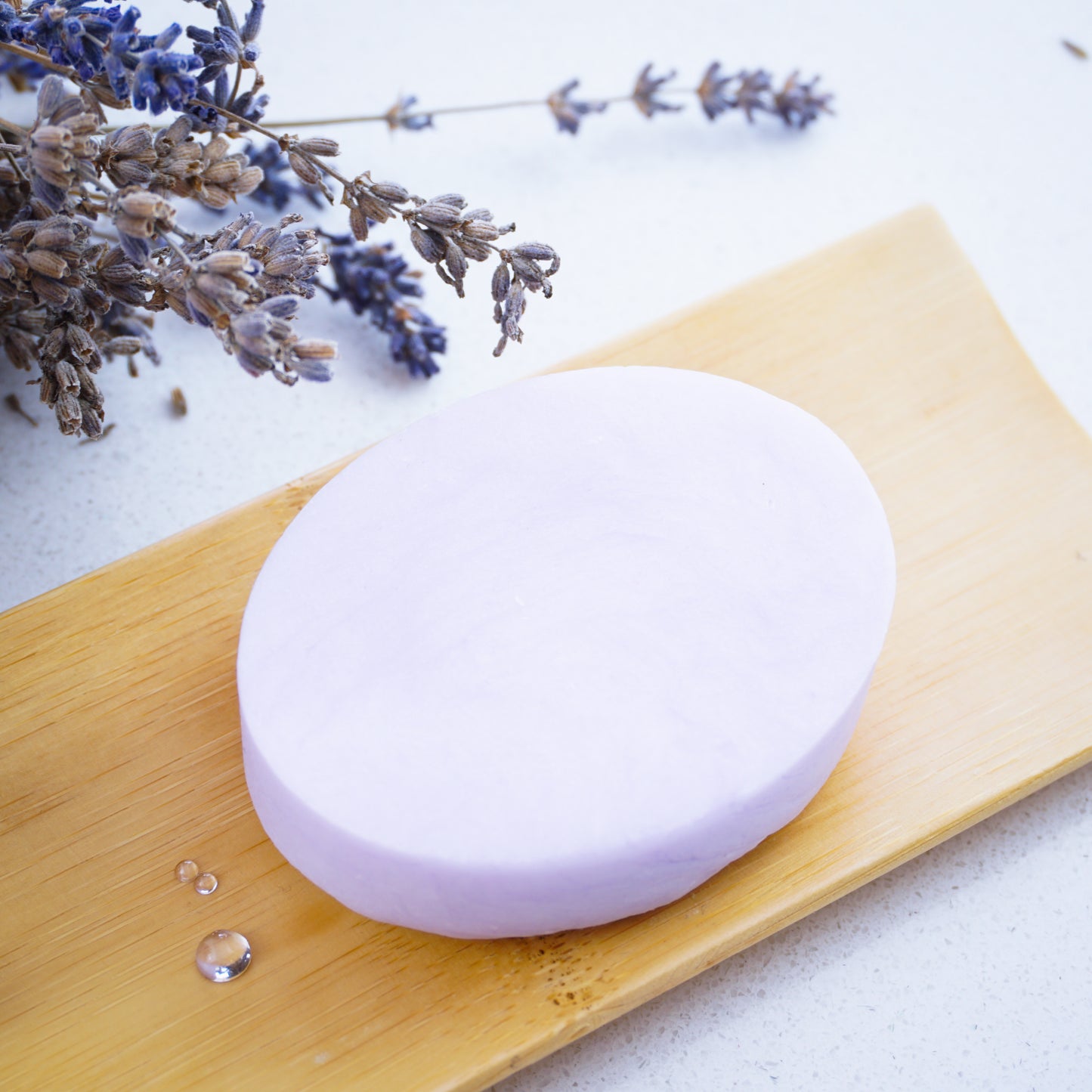 Washla Lavender 90g Shampoo Bar on Bamboo Tray