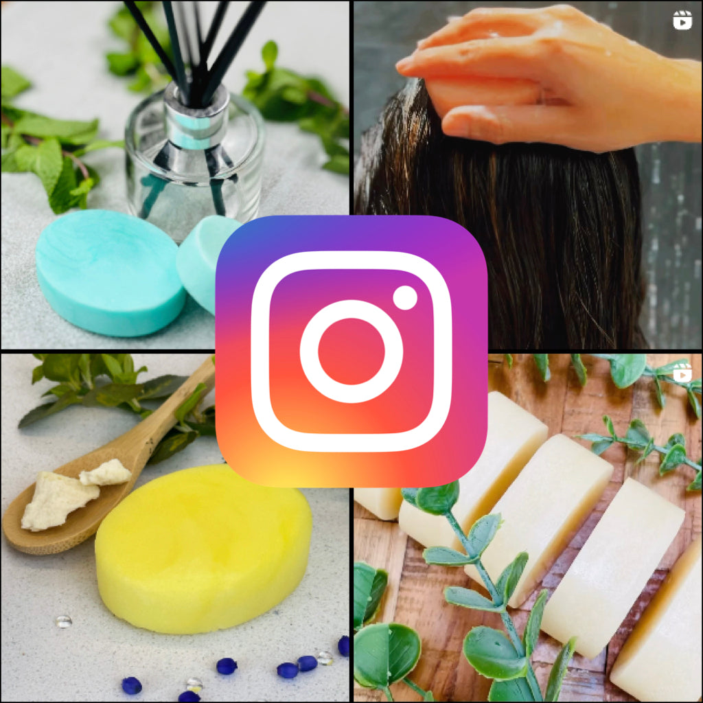 Washla Instagram image showing a grid of shampoo bars