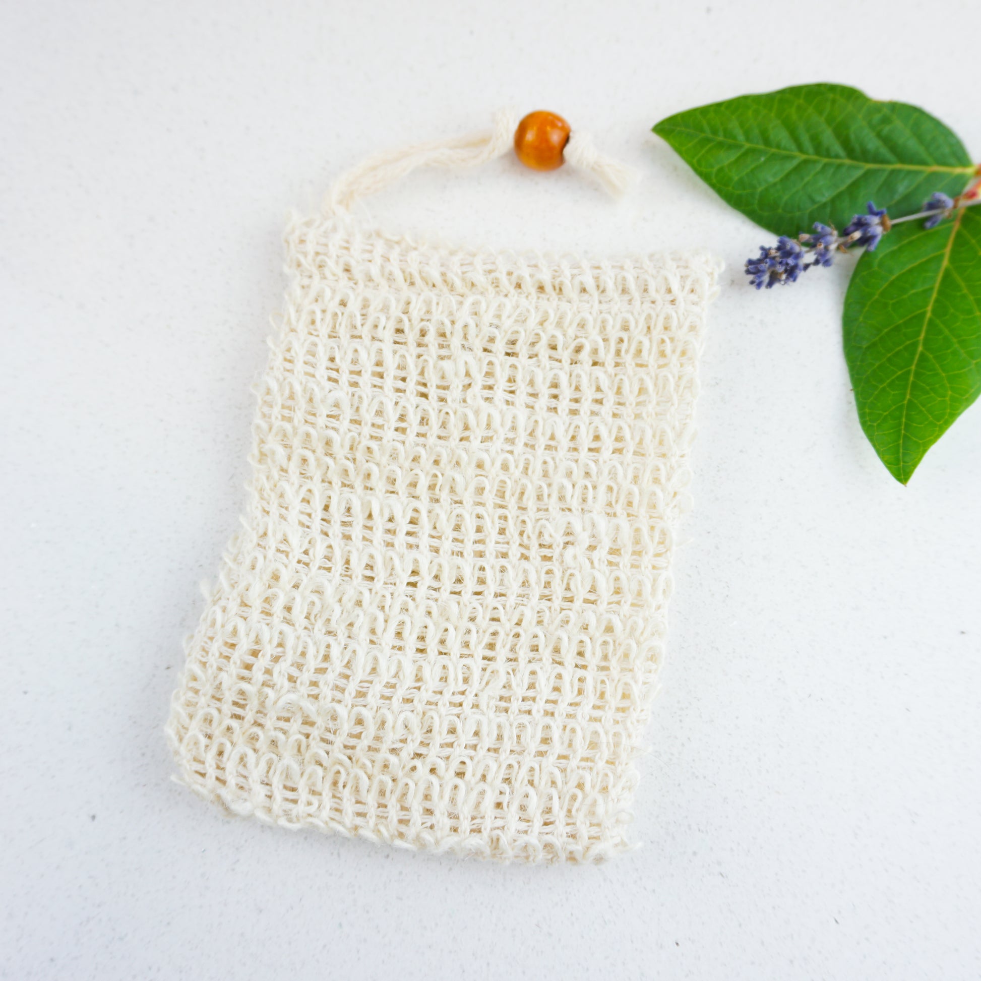 Natural Exfoliating Bag with leave and lavender 