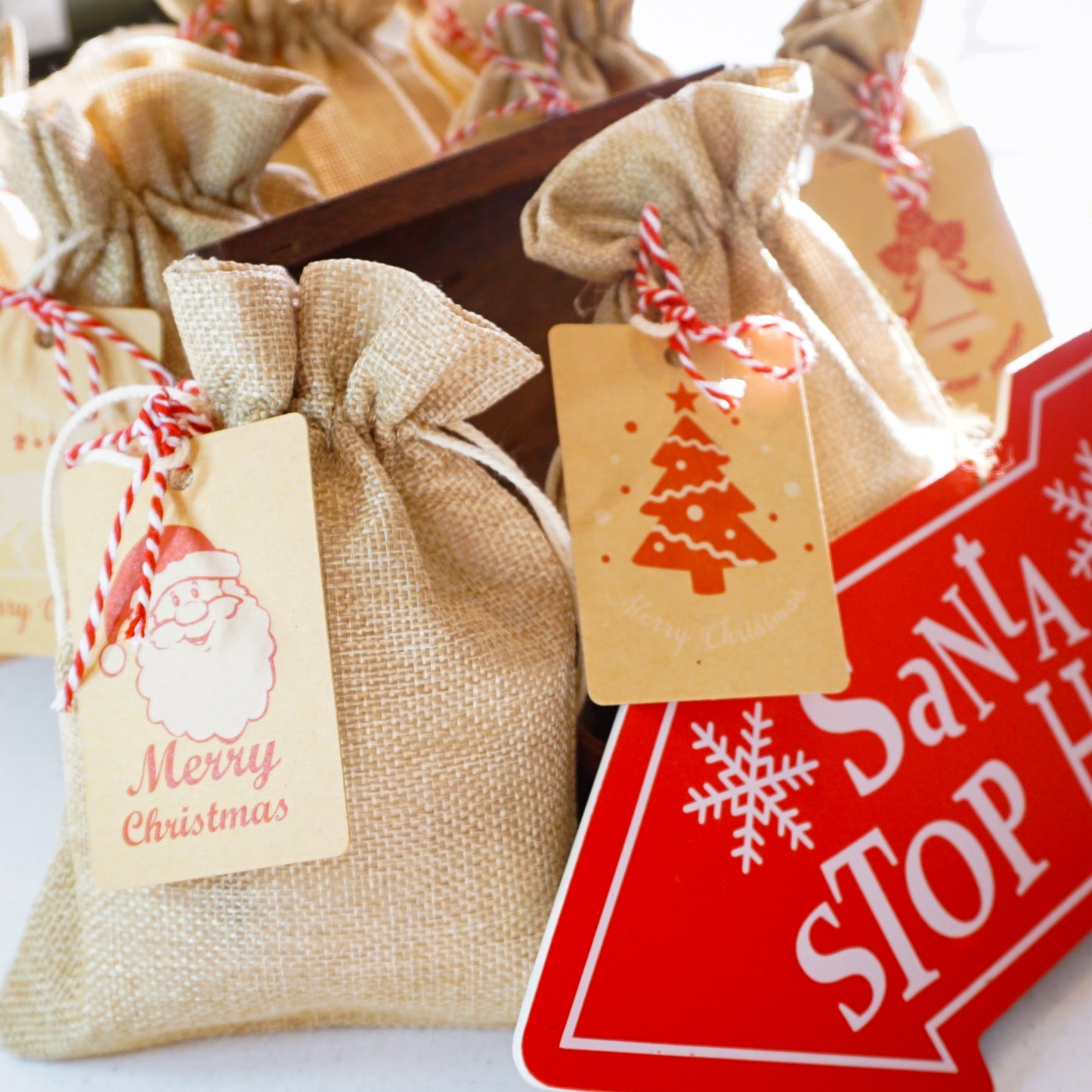 Washla shampoo and conditioner Christmas gift bag with a Santa gift tag