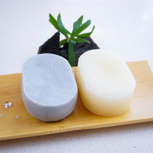 tea tree and charcoal shampoo bar with conditioner bar