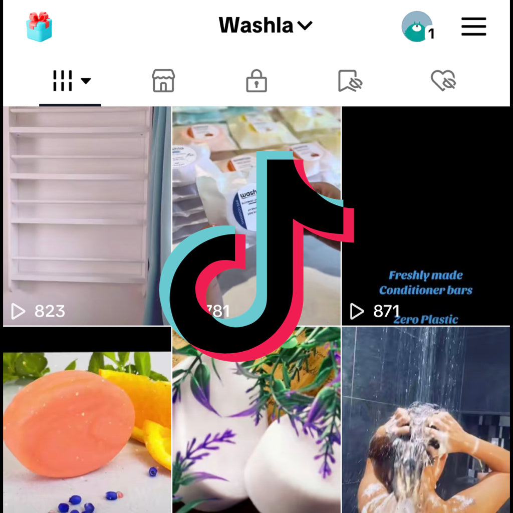 Washla Tiktok homepage grid of shampoo bars